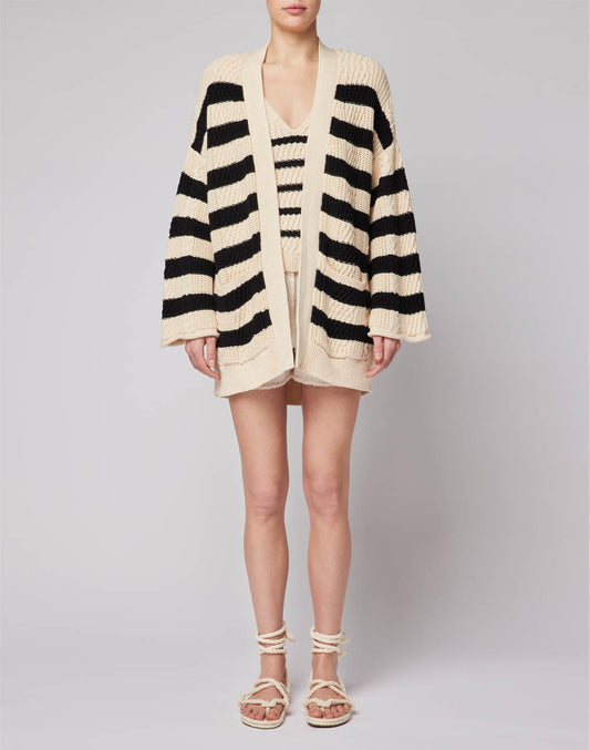 COMBED COTTON STRIPED CARDIGAN
